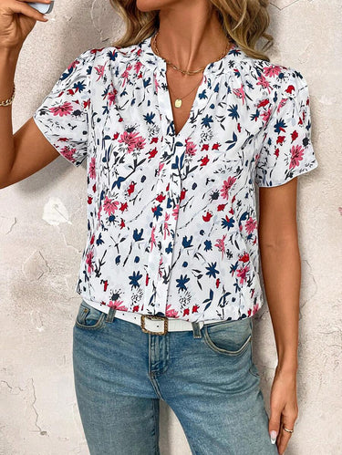 MyWesternWomen's  Soft Fabric Abstract Stripe Print Rolled-Up Fit Top WesternLove